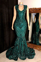 Amazing Sequins Mermaid Formal Prom Dress Sleeveless V-Neck Online