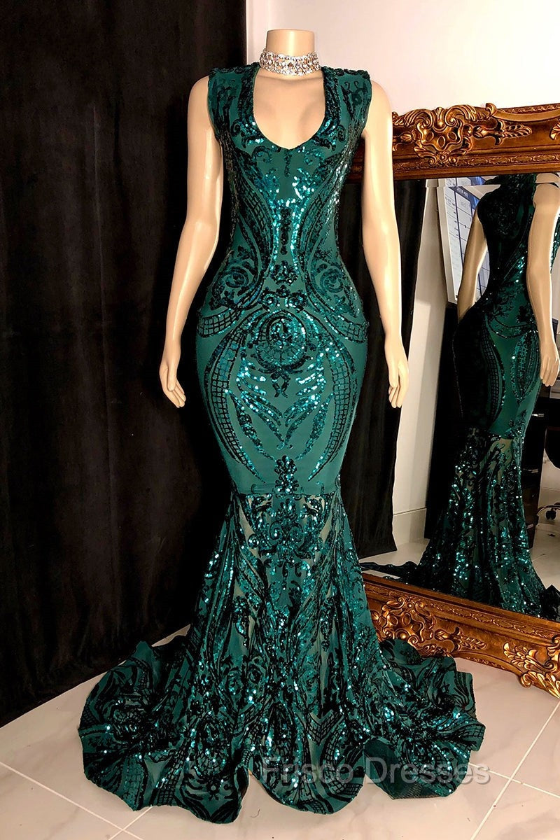 Amazing Sequins Mermaid Formal Prom Dress Sleeveless V-Neck Online