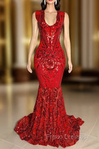 Amazing Sequins Mermaid Formal Prom Dress Sleeveless V-Neck Online