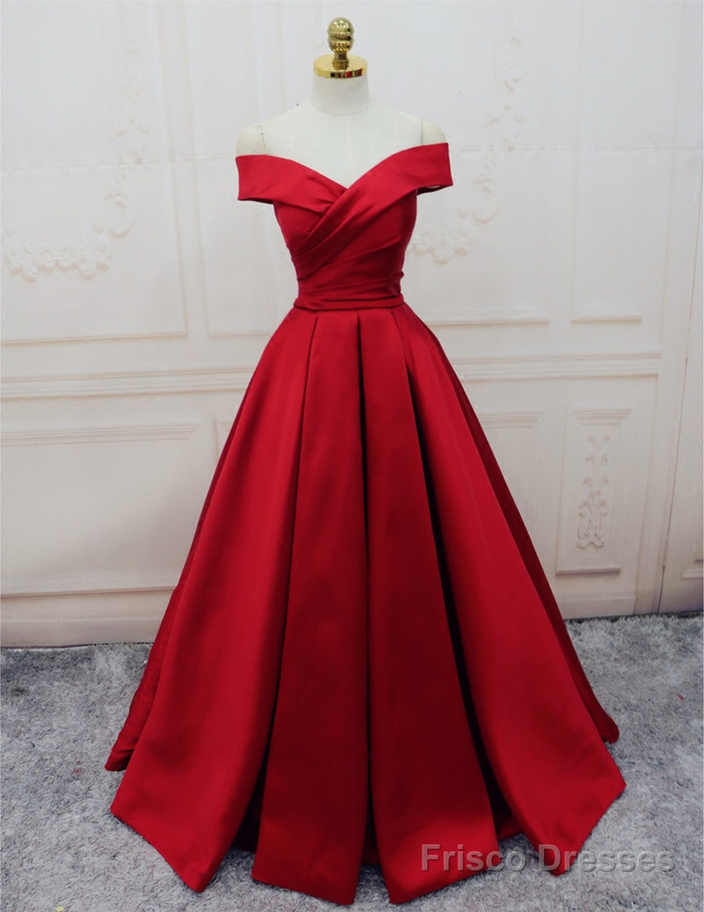 Amazing V-Neck Off The Shoulder Long Satin Evening Gowns Main image