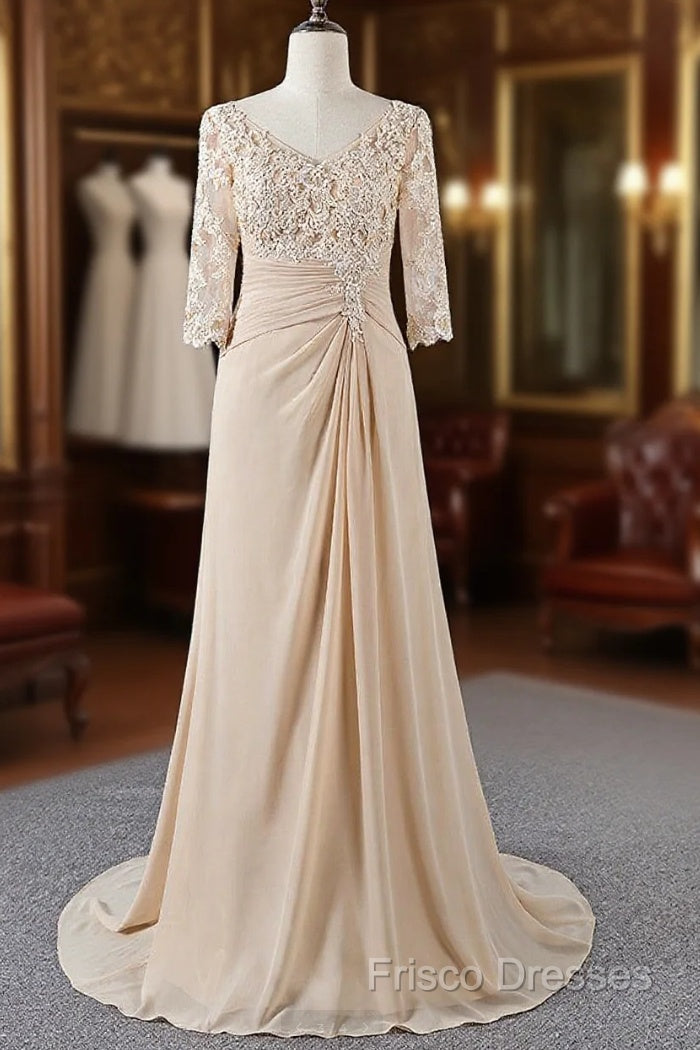 Appliques Lace 3/4 Sleeves Sweetheart Mother Of The Bride Dress