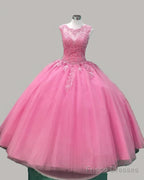 Aqua Blue Tulle Quinceanera Dresses Lace Appqliues