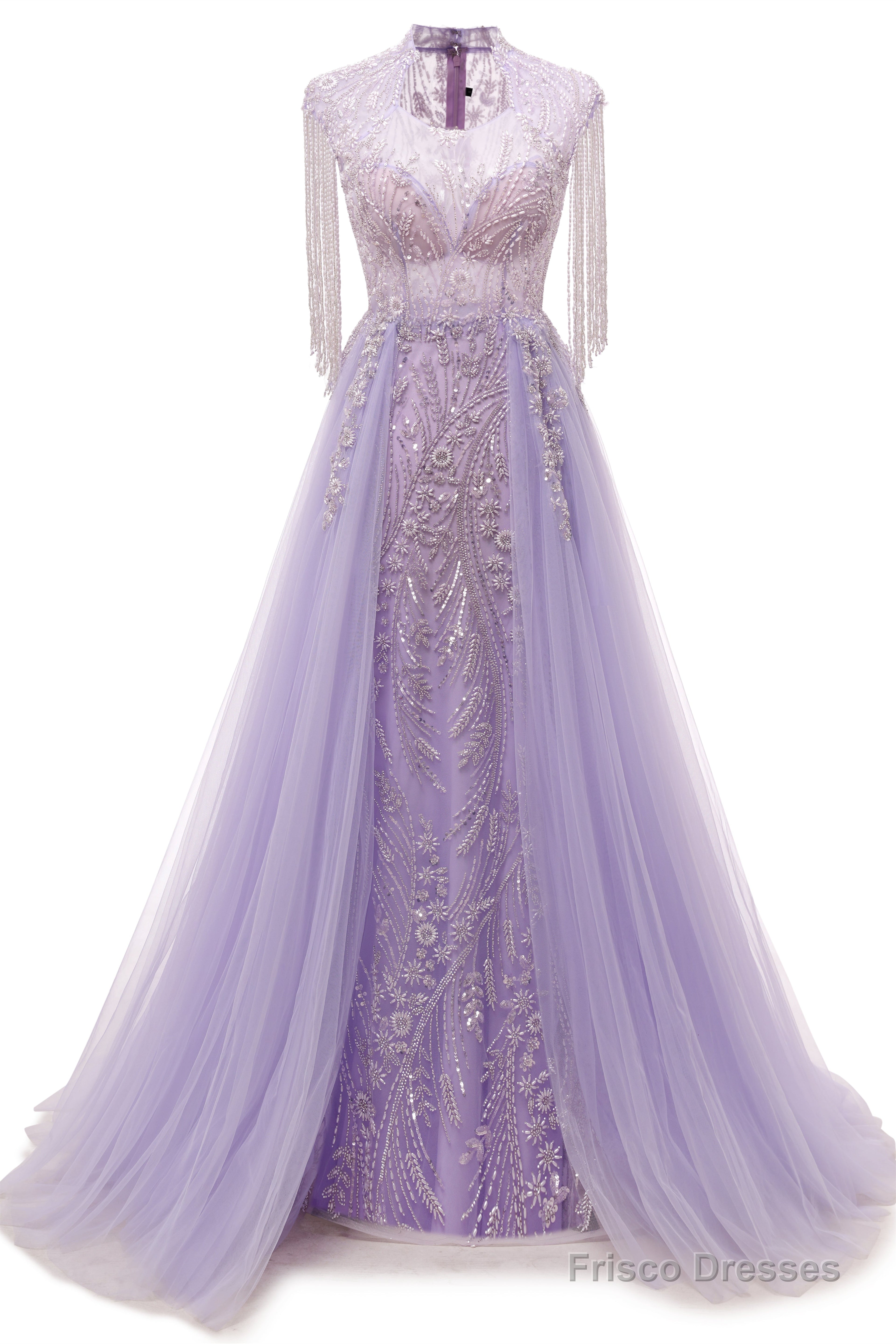 Arabic Purple Elegant A Line Beaded Tassel Luxury Dubai Evening Dresses Gowns For Women