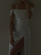Mermaid Sweep Train Split Front Sequins Luxury Evening Dress