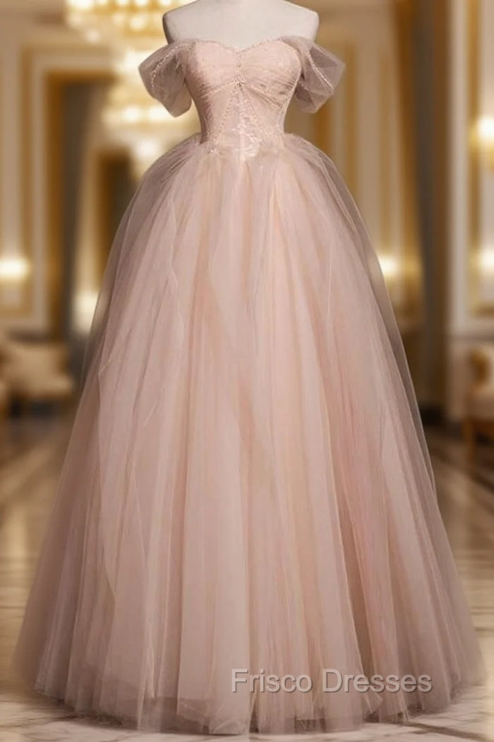 Attractive Pink Tulle Pleats Beading Formal Prom Dress Main image