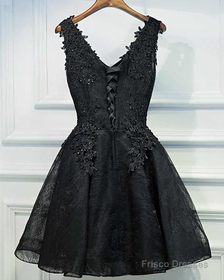 Black Lace Graduation Dresses, A Line Black Homecoming Dresses, Semi Formal Dress Secondary image