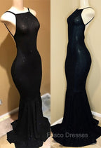 Backless black Formal Prom Dress, sequins evening gowns