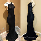 Backless black Formal Prom Dress, sequins evening gowns