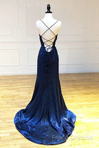 Backless Dark Navy Blue Long Formal Prom Dress Formal Dress