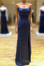 Backless Dark Navy Blue Long Formal Prom Dress Formal Dress