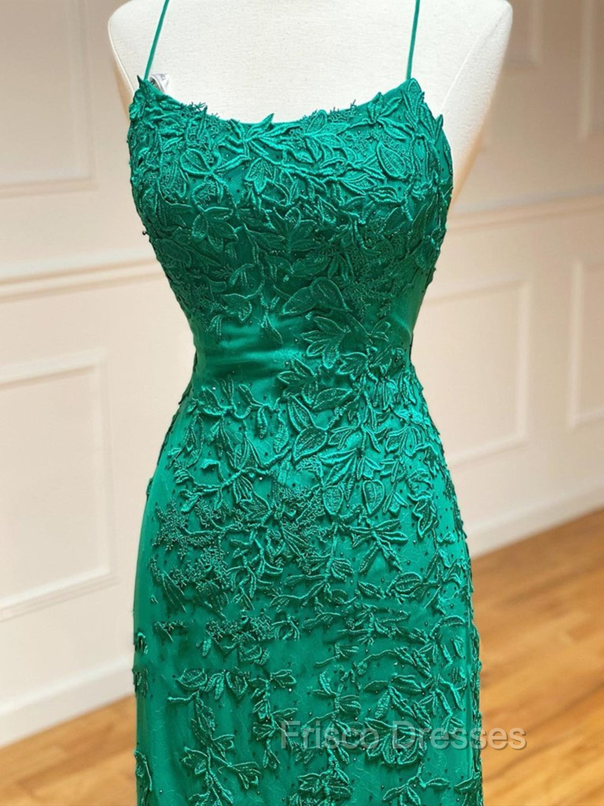 Backless Green Lace Mermaid Formal Prom Dress, Open Back Mermaid Lace Formal Evening Dress Secondary image