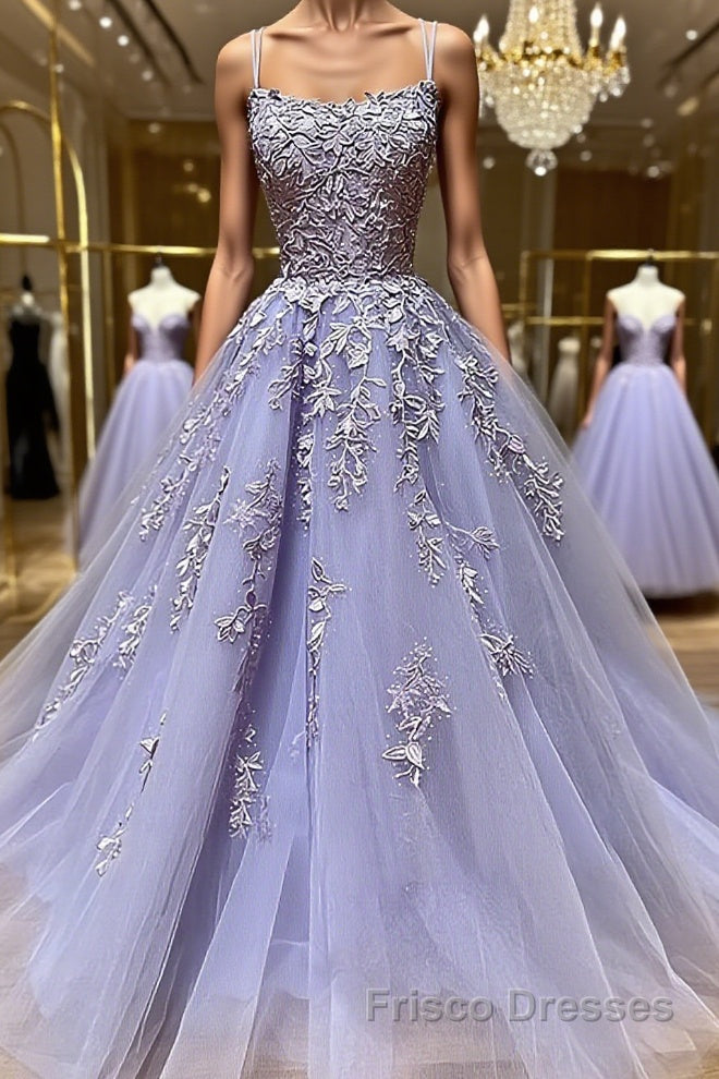 Backless Purple Lace Formal Prom Dresses, Open Back Purple Lace Formal Evening Dresses