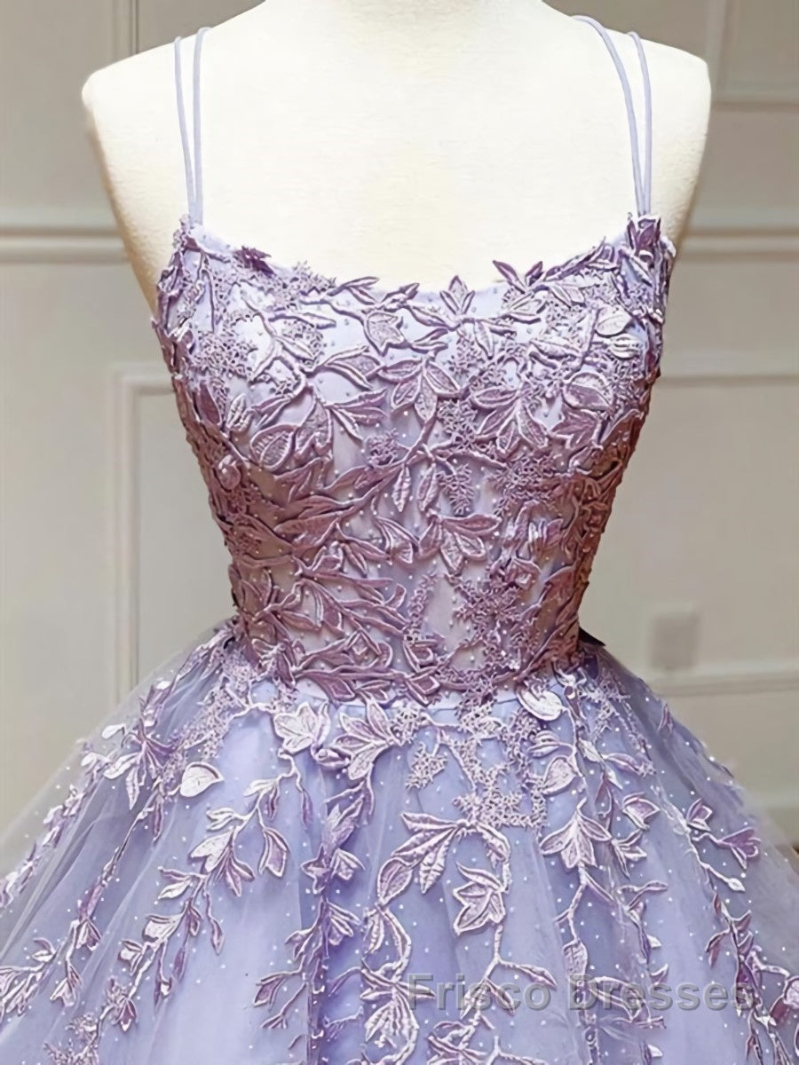 Backless Purple Lace Formal Prom Dresses, Open Back Purple Lace Formal Evening Dresses