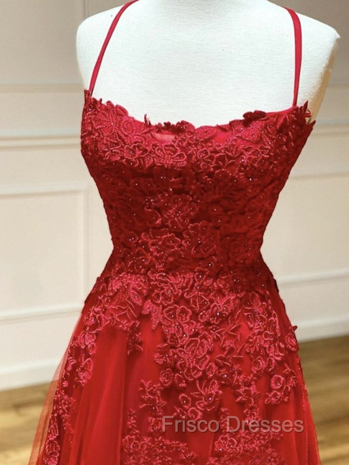 Backless Red Lace Formal Prom Dress, Open Back Red Lace Formal Evening Dress