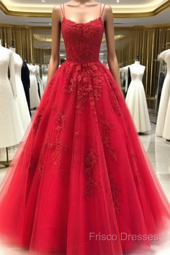 Backless Red Lace Formal Prom Dress, Open Back Red Lace Formal Graduation Dress Main image