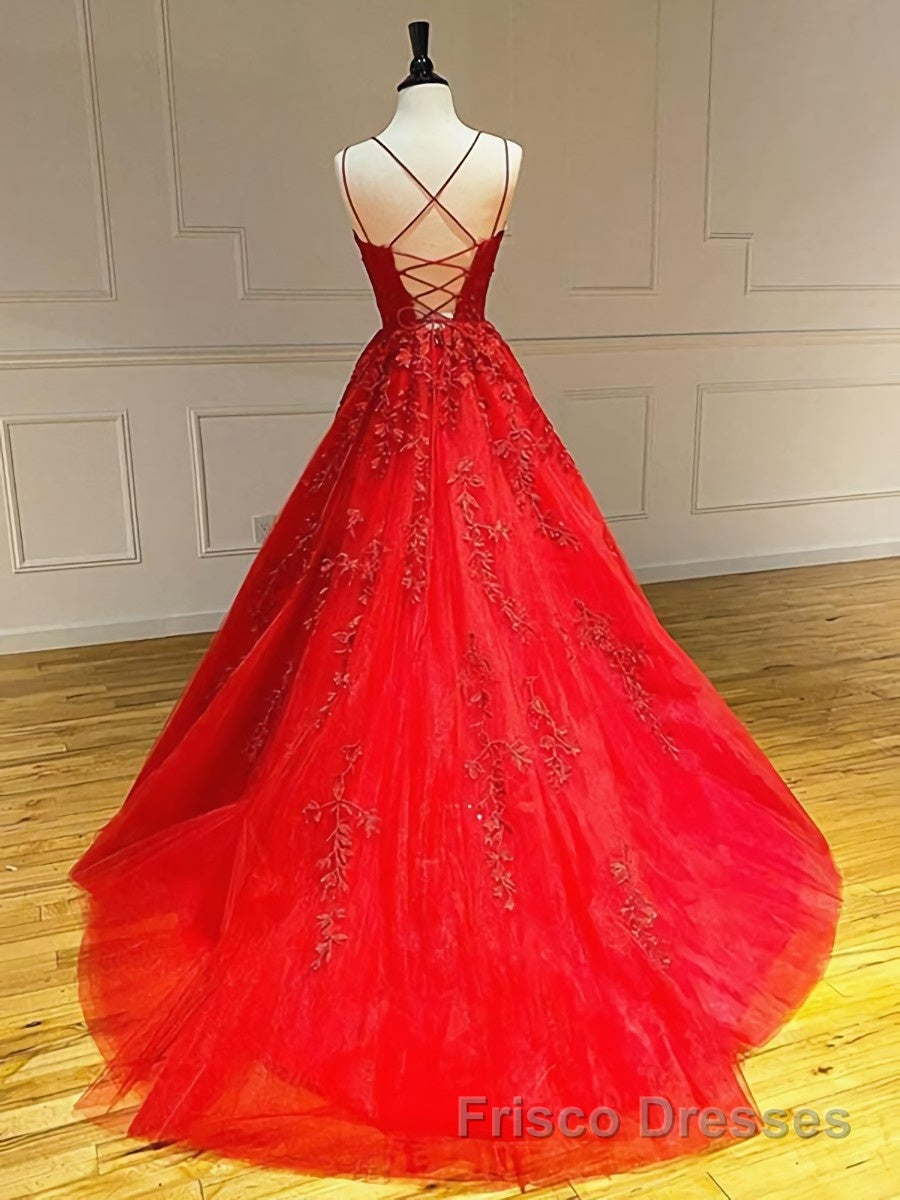 Backless Red Lace Formal Prom Dresses, Red Backless Lace Formal Evening Graduation Dresses