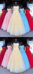 Backless Yellow Pink Blue Red Burgundy Lace Prom Dresses, Backless Lace Formal Evening Bridesmaid Dresses