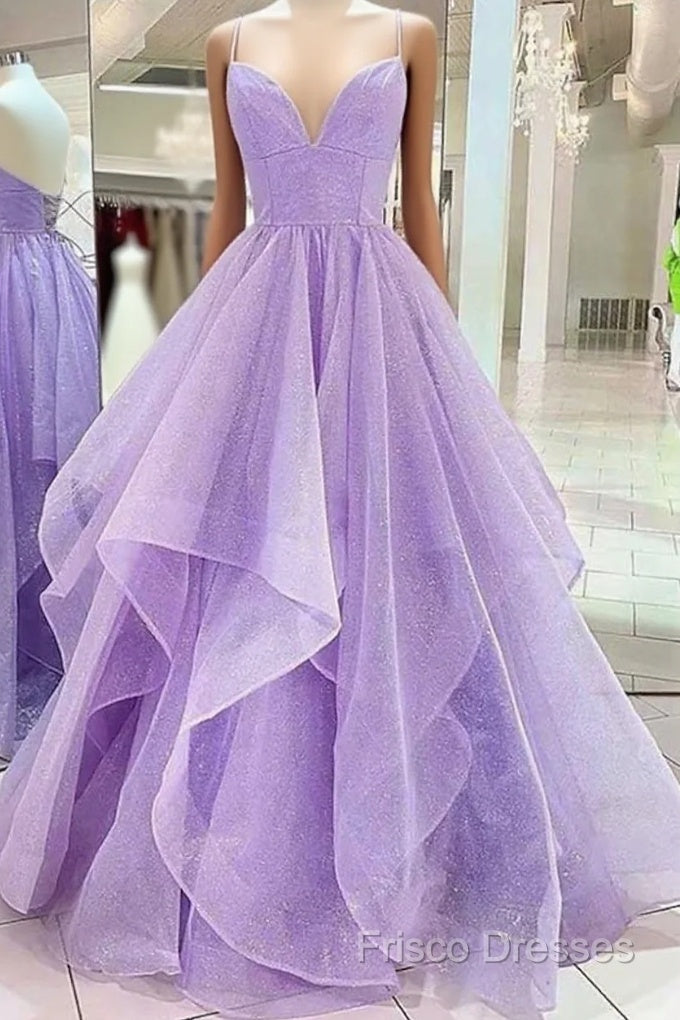 Ball Gown A-Line Formal Prom Dress Sparkle & Shine Dress Formal Floor Length Sleeveless Sweetheart Tulle Backless With Pleats Ruffles Main image