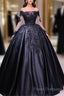 Ball Gown Appliques Long Sleeve Satin Dress