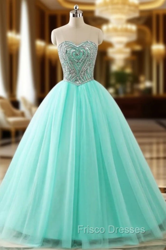 Ball Gown Beaded Crystals Sweetheart Tulle Sweet 16 Years Quinceanera Dress Main image
