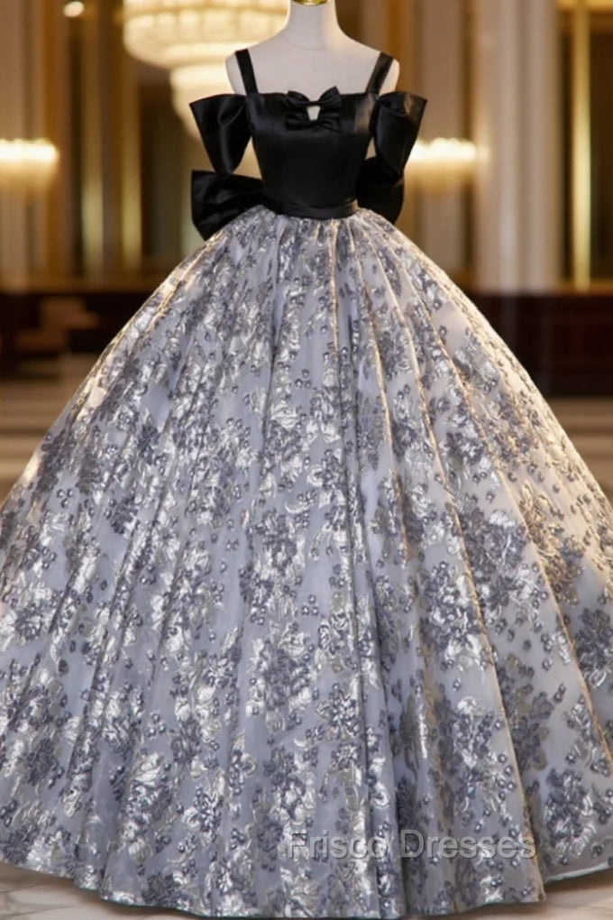 Ball Gown Black Satin Bow Quinceanera Dress Main image