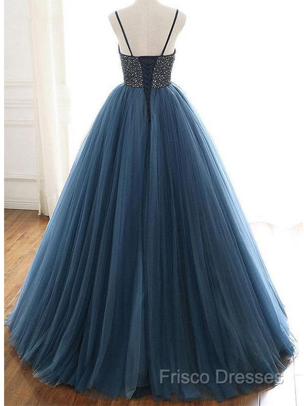Ball Gown Deep Blue Tulle Formal Prom Dress Formal Dress With Beading, Secondary image