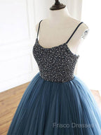 Ball Gown Deep Blue Tulle Formal Prom Dress Formal Dress With Beading,