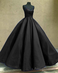 Ball Gown Dresses Satin V-Neck Spagetti Straps