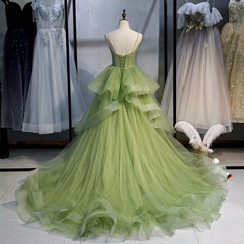Ball Gown, Green Prom Dresses Vintage Prom Dress