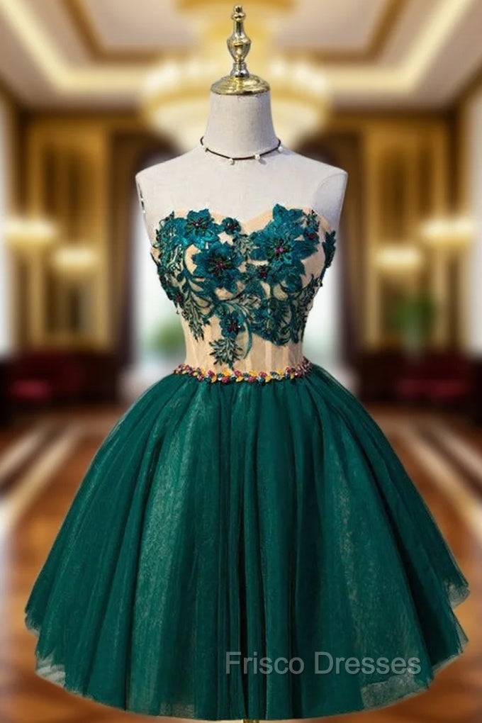 Ball Gown Green Sweetheart Tulle Lace Up Homecoming Dress Main image