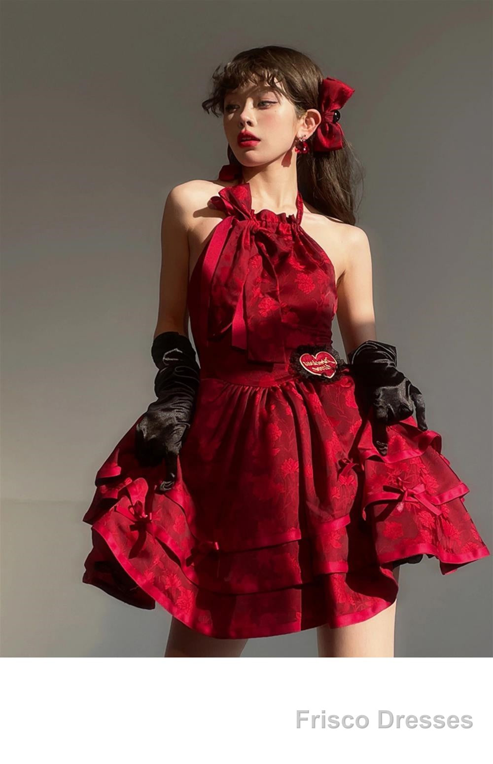 Ball Gown Halter Dark Red Christmas Dress Birthday Dresses Birthday Outfits Secondary image