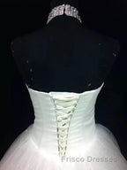 Ball Gown Halter Floor-Length Tulle Wedding Dress With Beading