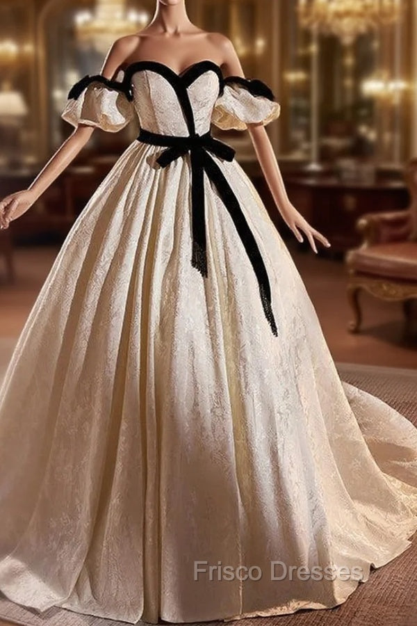 Ball Gown Ivory Off the Shoulder Formal Prom Dress Main image