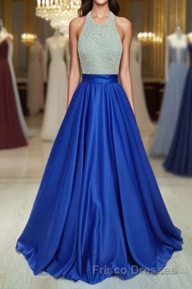 Ball Gown Jewel Floor-Length Satin Evening Dress With Rhinestone Main image