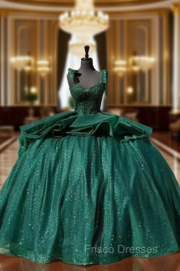 Ball-Gown Lace Emerald Green Glitters Quinceanera Dress Main image