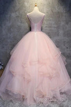 Ball Gown Long Formal Prom Dress Flowers Gorgeous Quinceanera Dress With Flowers