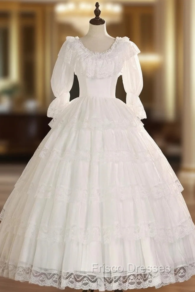 Ball Gown Long Sleeve Tulle Lace Wedding Dress Main image