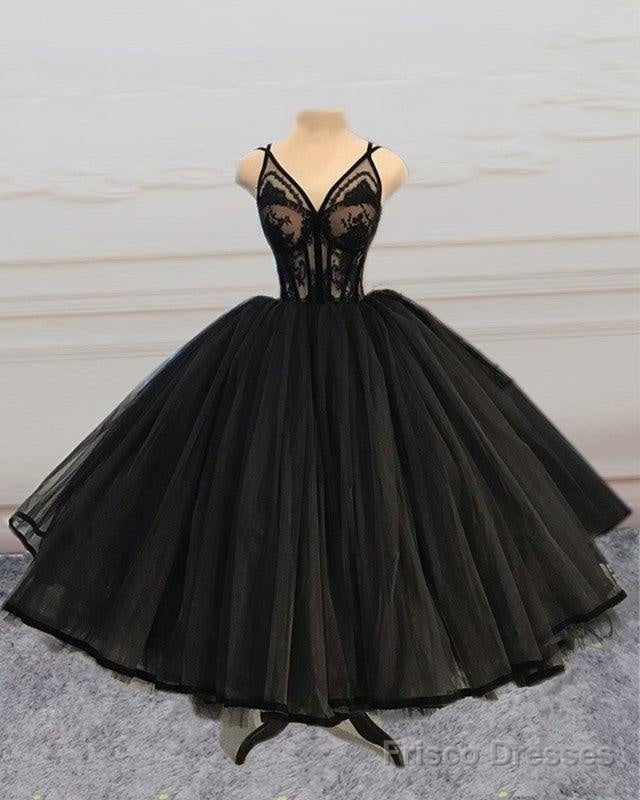 Ball Gown Midi Prom Dresses V Neck Lace Appliques