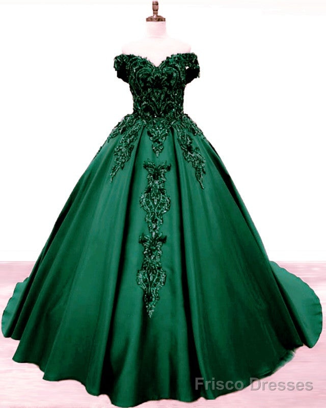 Ball Gown Off The Shoulder Satin Dresses With 3D Lace Secondary image