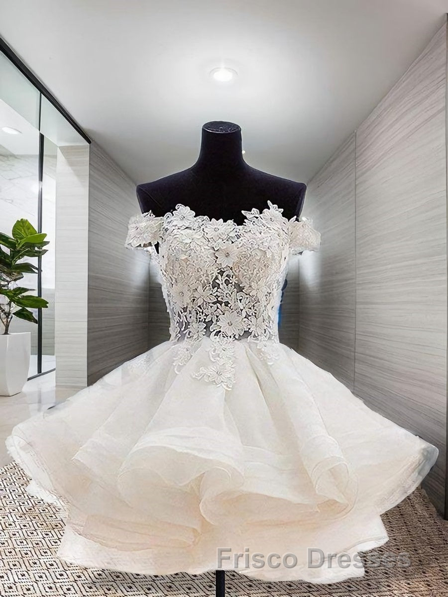 Ball Gown Off-the-Shoulder Short/Mini Organza Homecoming Dress With Appliques Lace Secondary image