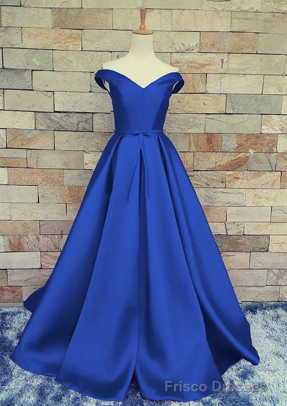 Ball Gown Off-The-Shoulder Sweep Train Satin Prom Dresses With Waistband