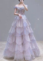 Ball Gown Off The Shoulder Tulle Formal Prom Dress Evening Dress