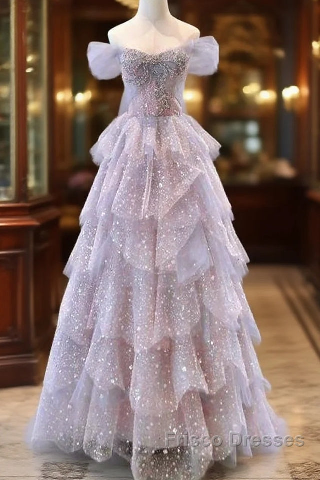 Ball Gown Off The Shoulder Tulle Formal Prom Dress Evening Dress