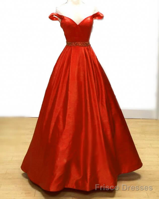 Ball Gown Orange Satin Prom Dresses Off Shoulder Main image