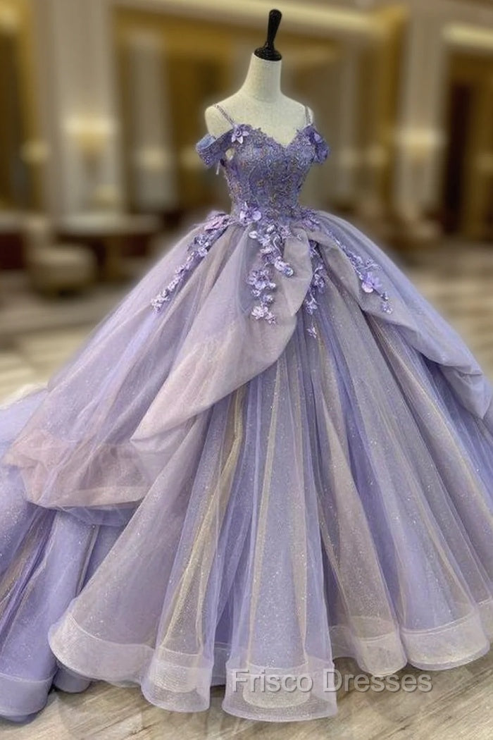 Ball Gown Organza Off-the-Shoulder Lavender Quinceanera Dress Main image