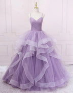 Green/Purple/Blue Fashion Elegant Spaghetti Strap Long Organza Ruffles Ball Gown Evening Gown Graduation Gown Adult Ceremony Gown