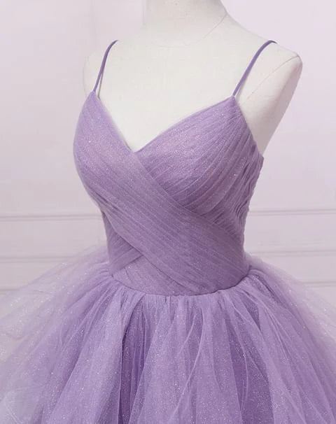 Green/Purple/Blue Fashion Elegant Spaghetti Strap Long Organza Ruffles Ball Gown Evening Gown Graduation Gown Adult Ceremony Gown