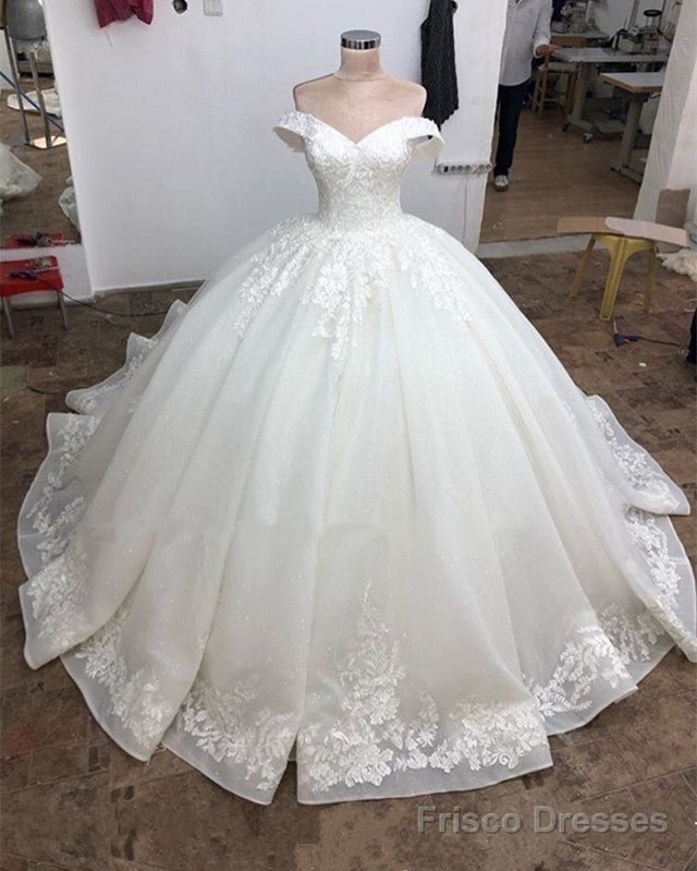Ball Gown Organza Wedding Dress Lace Appliques Off Shoulder Main image