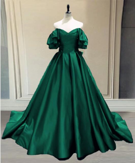 Ball Gown Princess Satin Off The Shoulder Prom Dresses Main image