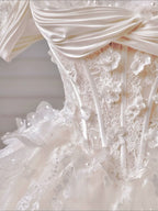 Ball-Gown/Princess Sweetheart Floor-Length Tulle Prom Dresses With Sequins Appliques Lace Beading